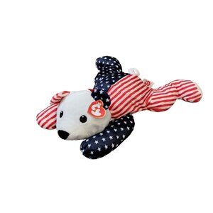 Vintage 1999 Ty Pillow Pal Sparkler Patriotic Bear Plush Stuffed Animal Toy